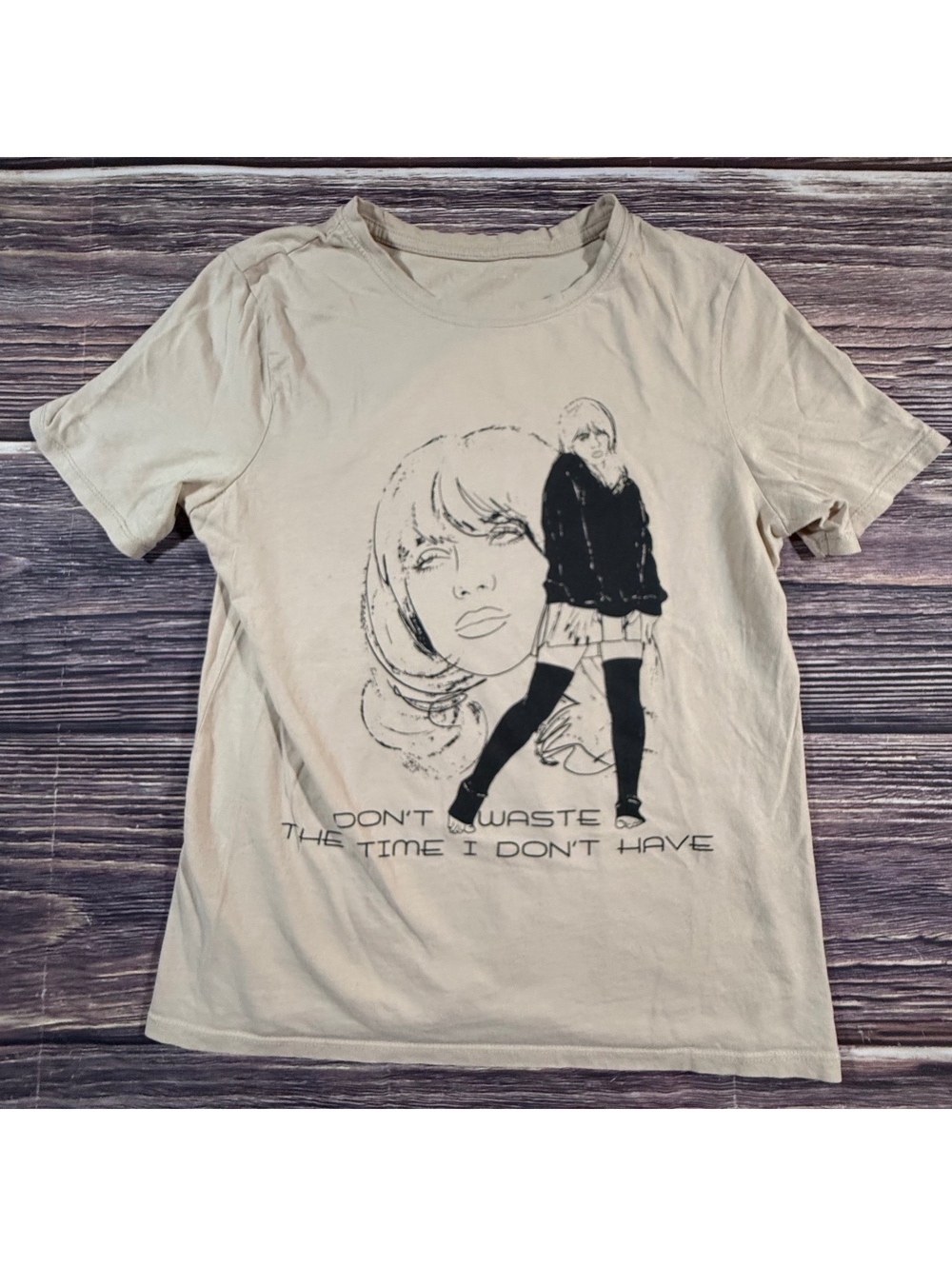 Billie Eilish Official T-Shirt “Don’t Waste The Time I Don’t Have” Tan Tee S